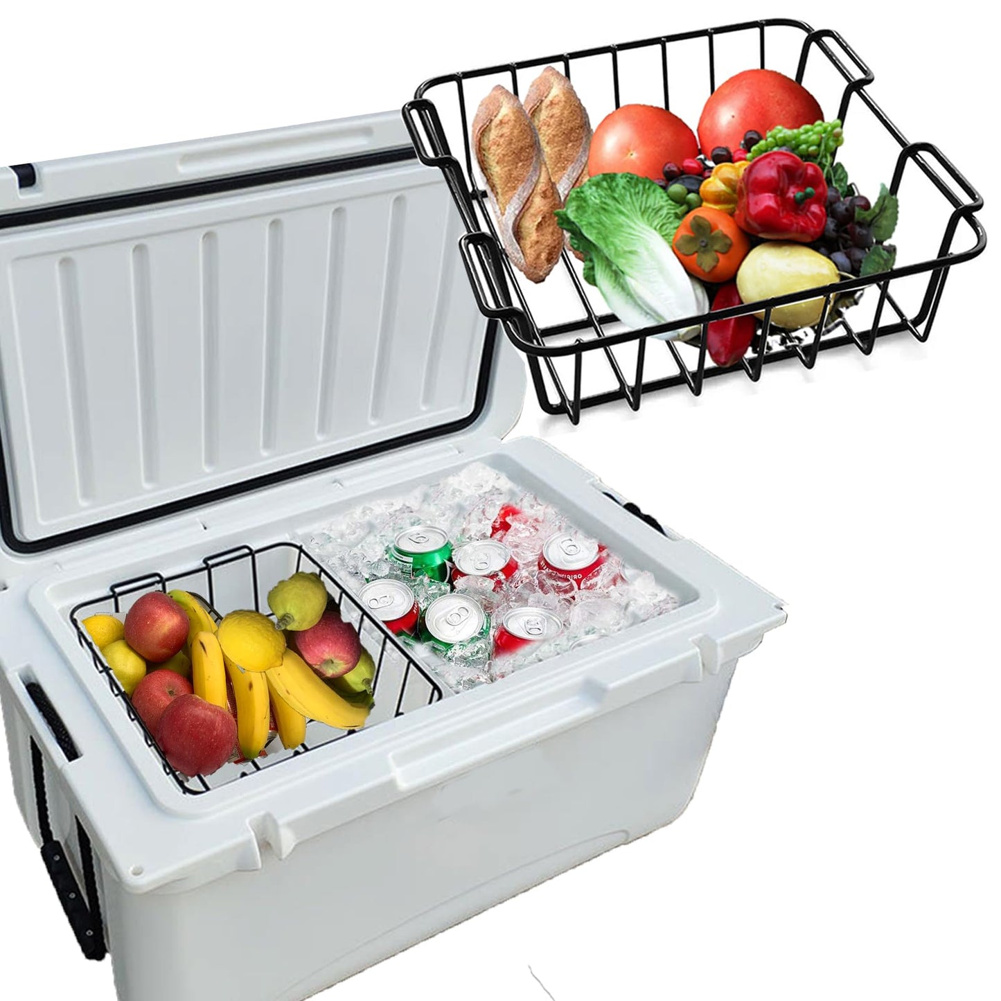 12.5" long Cooler Basket for Yeti Tundra 50&65, lgloo 52QT, Ozark Trail 52QT, Pelican Elite (45 & 70)etc,Stainless Steel Storage Dry-Goods Basket Suitable for coolers with all internal diameters 12.5"