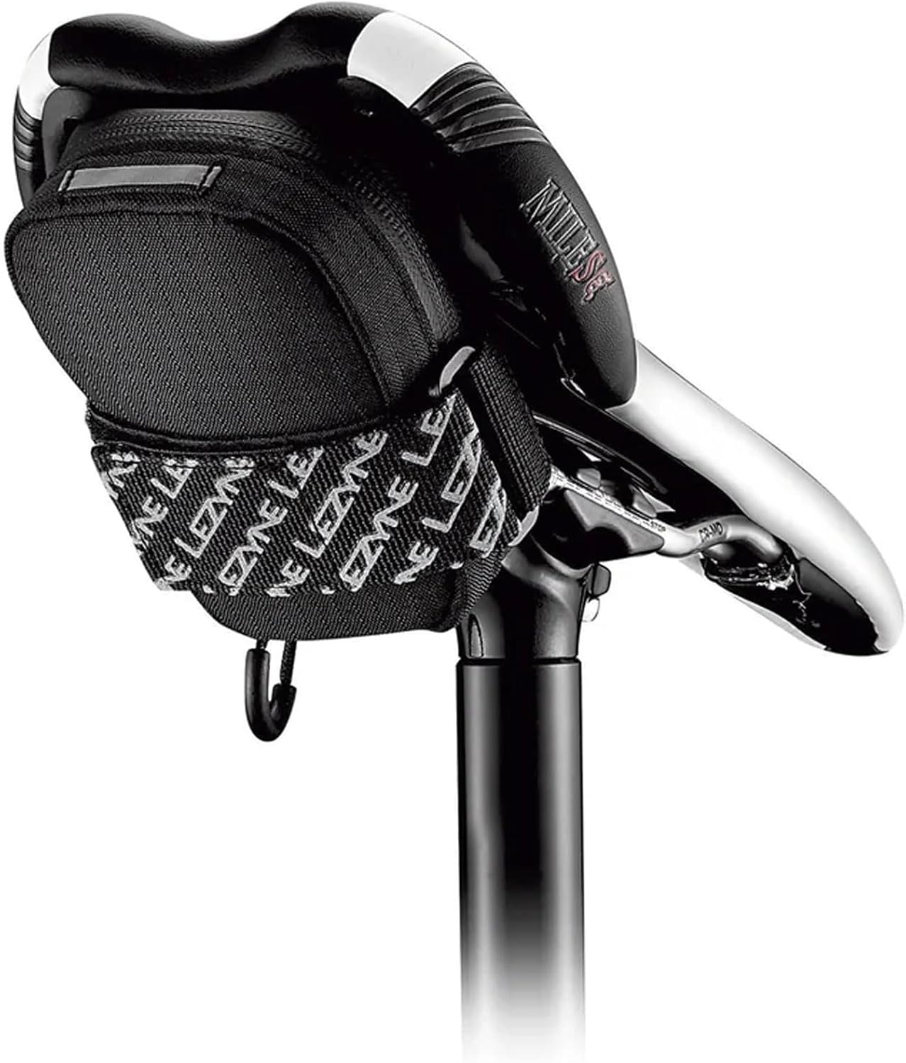 LEZYNE Road Caddy Compact Bike Saddle Bag - Lightweight Durable Nylon Cycling Under Seat Pouch with Velcro Attachment, Clamshell Opening & Reflective Accents for Road Bikes & Commuters, 0.4L Capacity