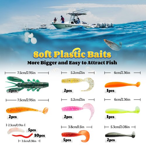 104pcs Fishing Tackle Set: Premium All-Water Column Lure Collection