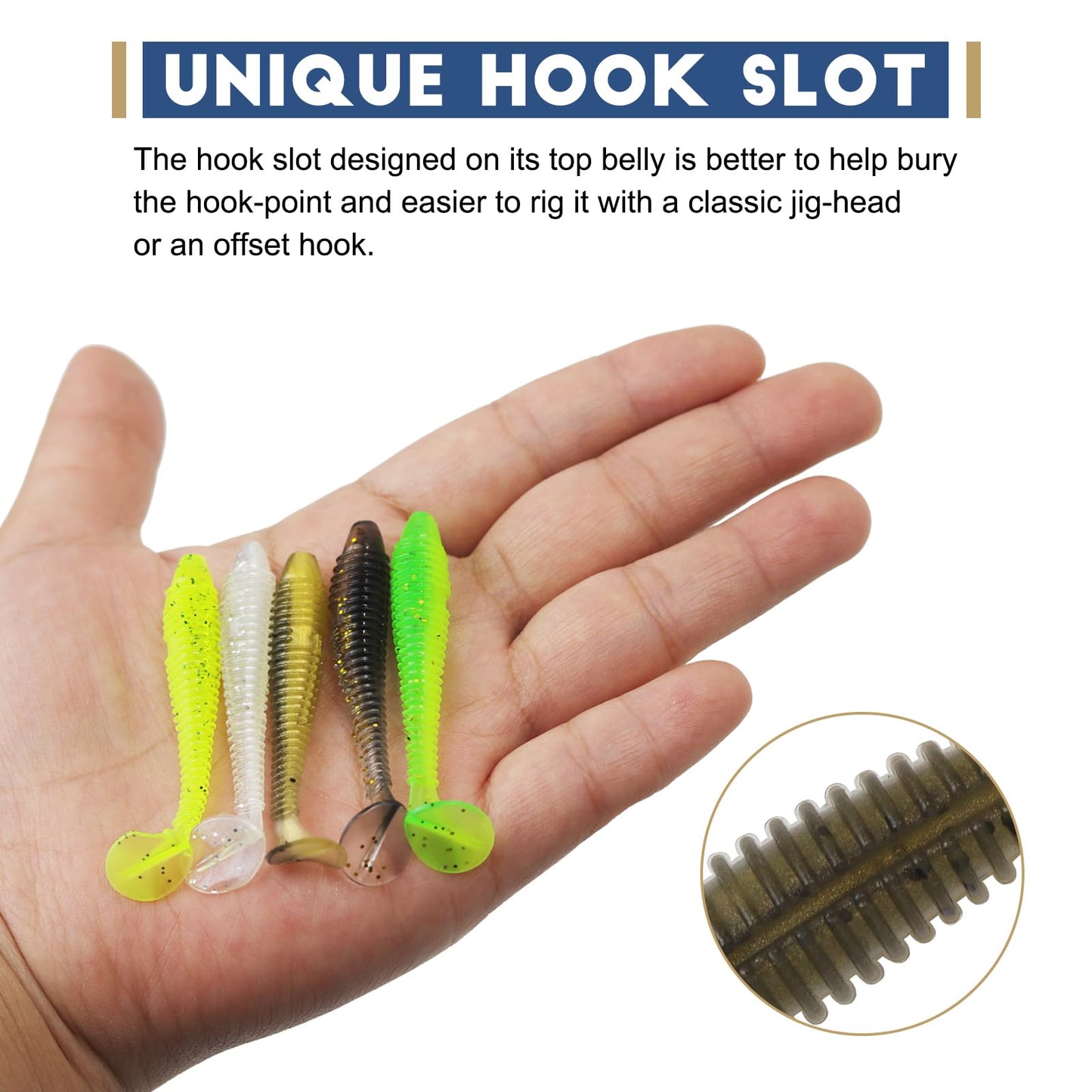 MAFIMOEA50/40/30Pcs Paddle Tail Swim Baits Lures Fishing Soft Plastic Lure Kit for Bass Trout Walleye Crappie 5.5cm 6.5cm 7.5cm
