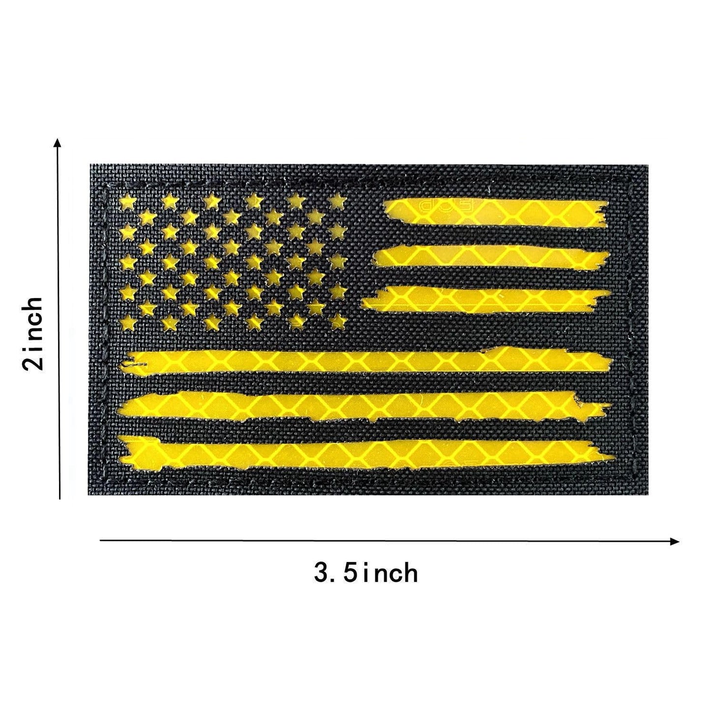 2x3.5 Reflective Special Alternative US USA American Flag Tactical Patches Hook-Fastener Backing (1 Left + 1 Right (Black-Yellow)