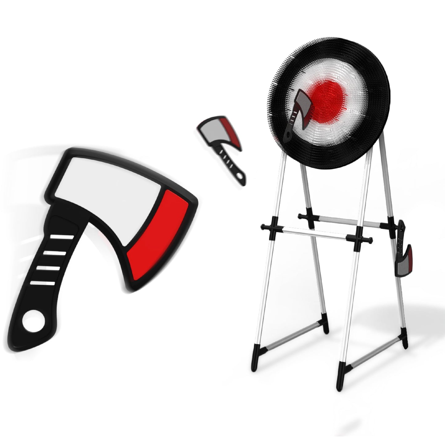 Black Series Axe Throwing Set – Indoor & Outdoor Party Game| Safe Plastic Axes| Collapsible Bristle Target Stand| Fun Sports Activity| Yard Game, Game Nights, Beach, Camping, July 4th Game