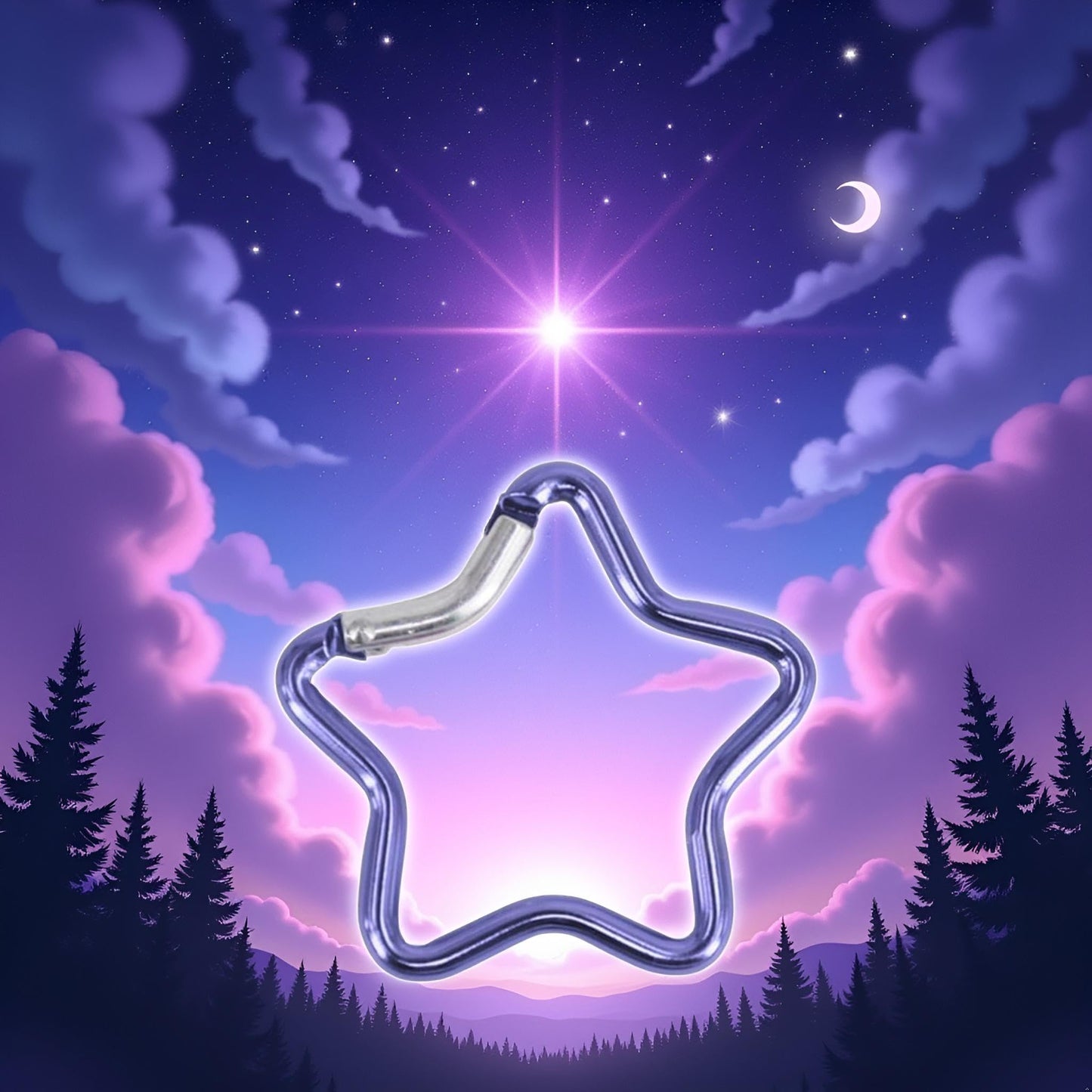 1 Pcs Purple Carabiner Clip Star Shaped Climbing Buckle Aluminum Alloy Heavy Duty Keyring Hook for Camping Fishing Hiking Traveling Aluminum Key Chain Clip, Keychain Carabiners,Accessories