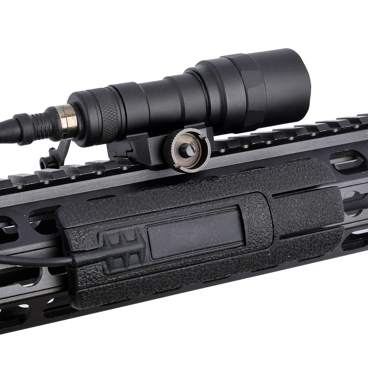 KECPVLI Tactical LED Mini Scout Weaponlights Single Mode Hunting Light with Pressure Switch and Rifle Mount Black