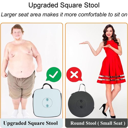 Fishboy Upgraded Square Collapsible Stool, 400lb Max Weight, Lightweight But Sturdy, Portable Retractable Folding Telescoping Foldable Camping Stool for Adults Outdoor Fishing Hiking Travel BBQ