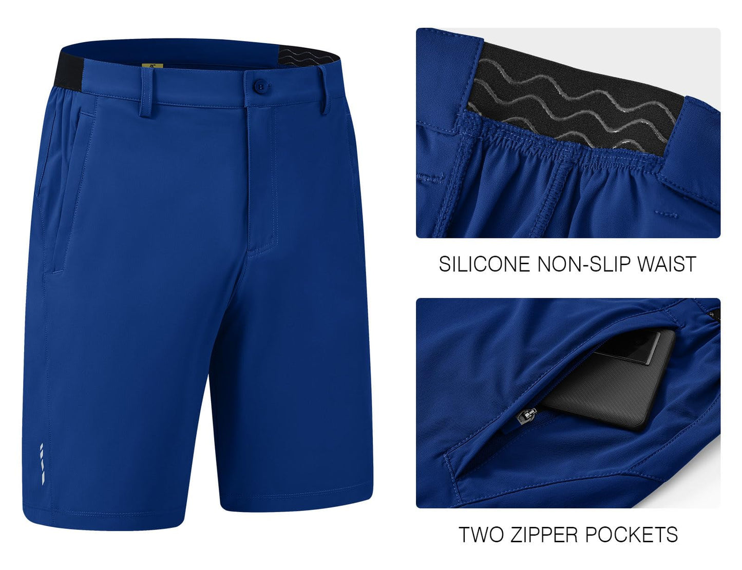 Rdruko Men's Golf Shorts Stretch Dry Fit 9" Lightweight Casual Dress Shorts with Pockets(Royal Blue, US 34)