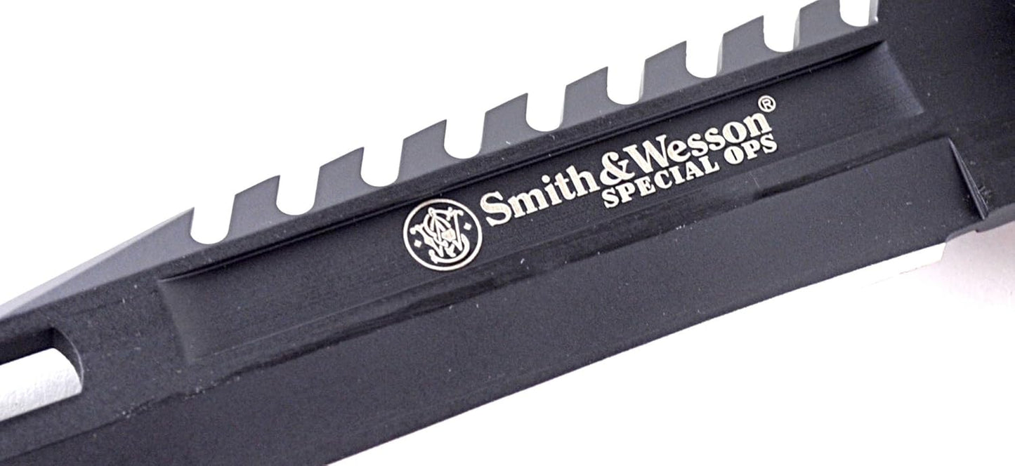 Smith & Wesson SW3B 12.8in S.S. Fixed Blade Knife with 7.8in Bowie Blade with Notched Spine and Nylon Fiber Handle for Outdoor, Tactical, Survival and EDC
