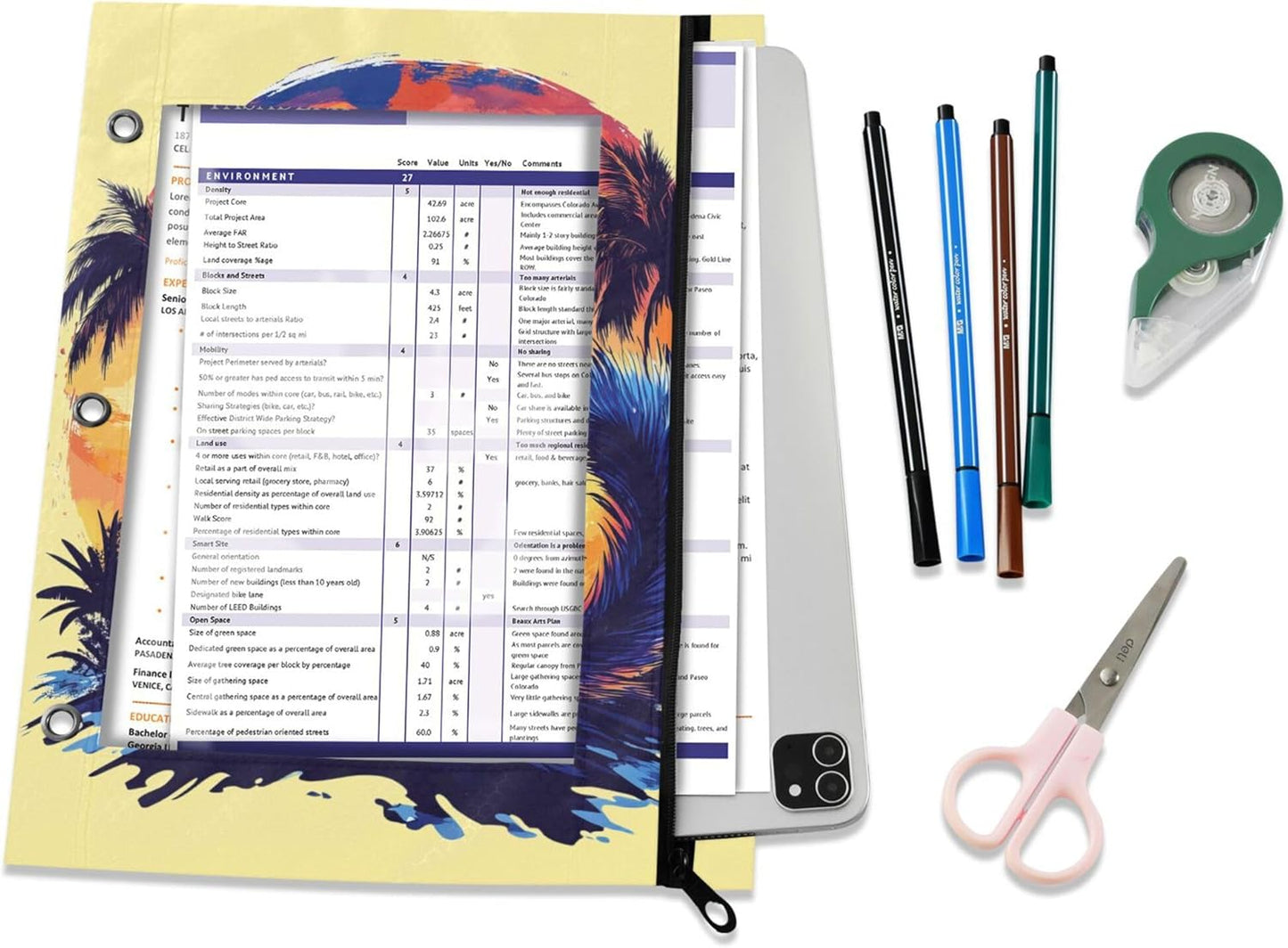 Largemouth Bass Fish 2 Pack 3 Ring Binder Pocket A4 Size Binder Pouches Clear PVC Loose Leaf Folder Sleeves Storage Bags for Files, Documents