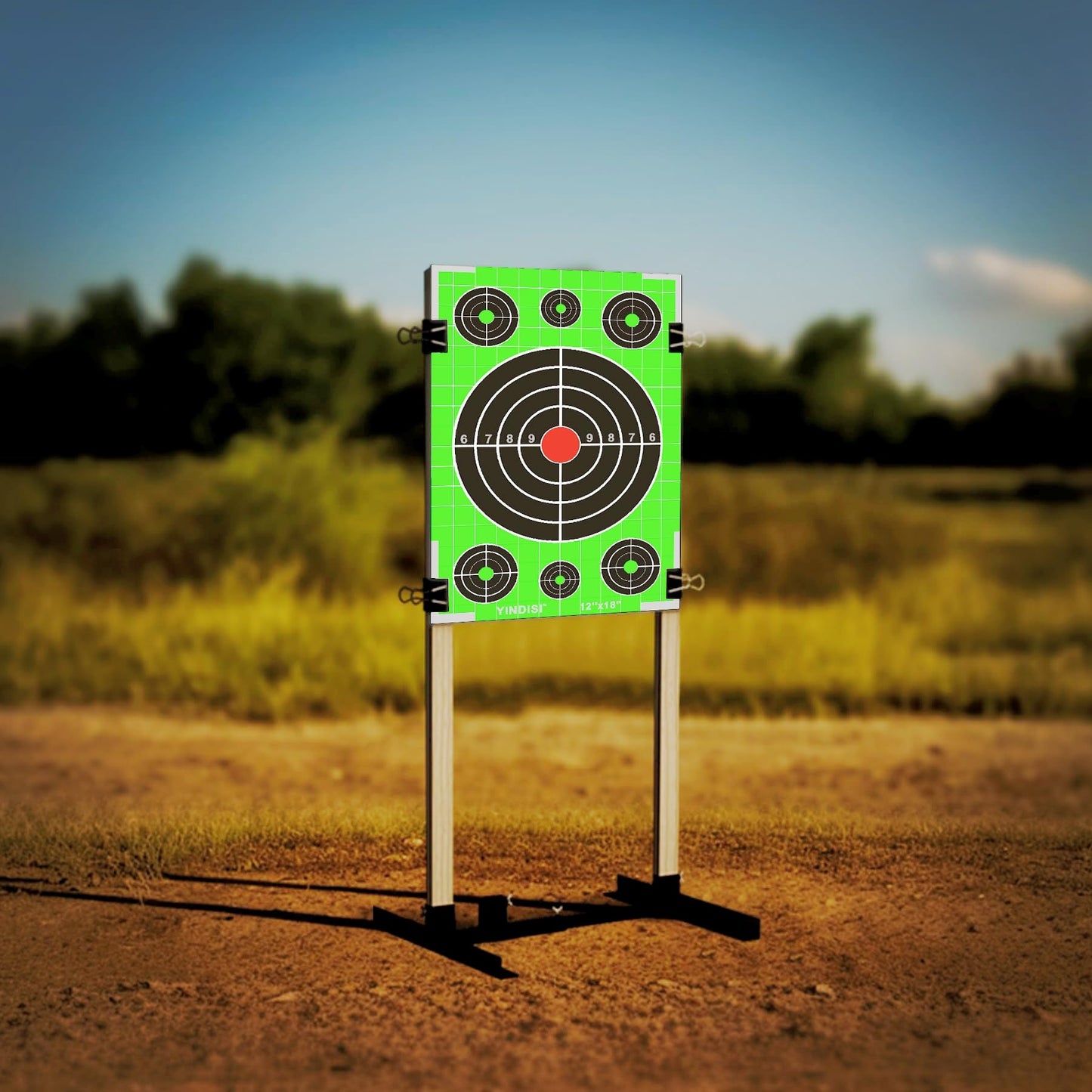 12x18 inch Fluorescent Green Circular Grid Targets with White Grid Lines, High Contrast, NonReflective Surface, Includes Carrying Bag, 25 Sheets, Ideal for Handguns, Rifles, Airguns, BB Guns
