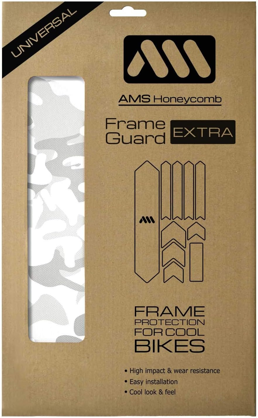 All Mountain Style Bike Frame Protector Extra - Universal Fit, 10-Piece Set for Down Tube, Chainstay, Cable Wear, High-Impact Honeycomb PVC