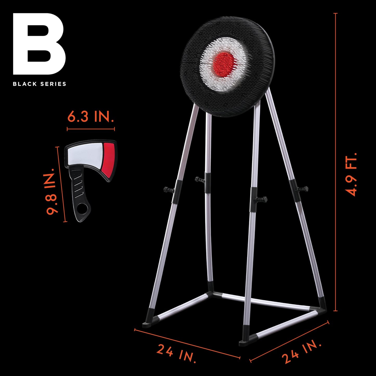 Black Series Axe Throwing Set – Indoor & Outdoor Party Game| Safe Plastic Axes| Collapsible Bristle Target Stand| Fun Sports Activity| Yard Game, Game Nights, Beach, Camping, July 4th Game