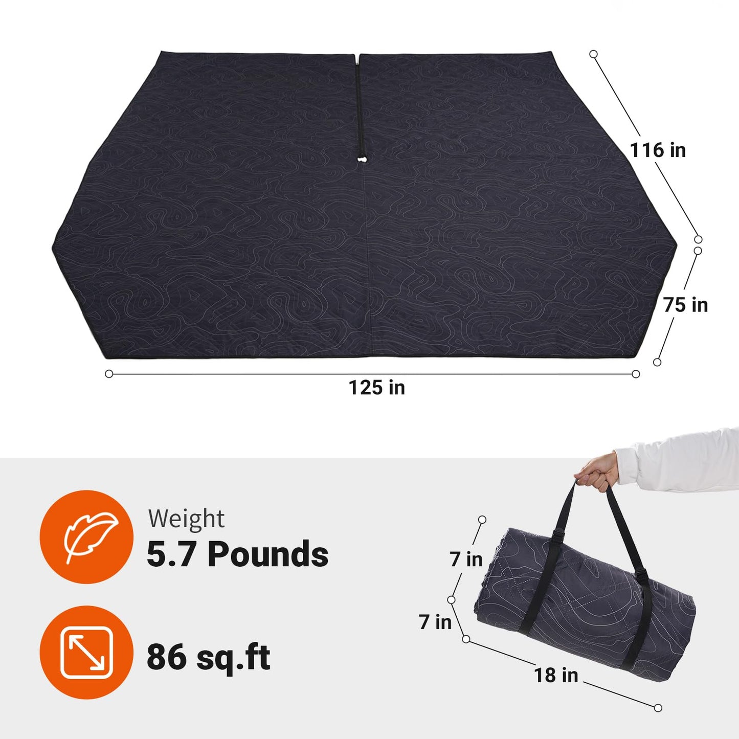 KingCamp Tent Footprint, Soft and Durable Tent Carpet Mat with Ultrasonic Seamless Padding and Waterproof Layer for Camping, Picnic, Beach & Outdoor Travel