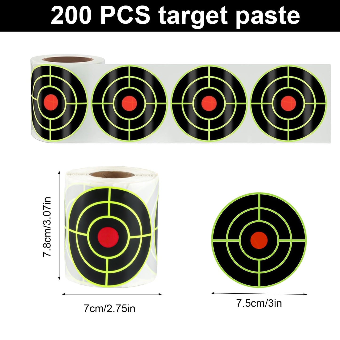 3 Inch Splatter Targets for Shooting & Archery Practice (1 Roll/200 Pcs)