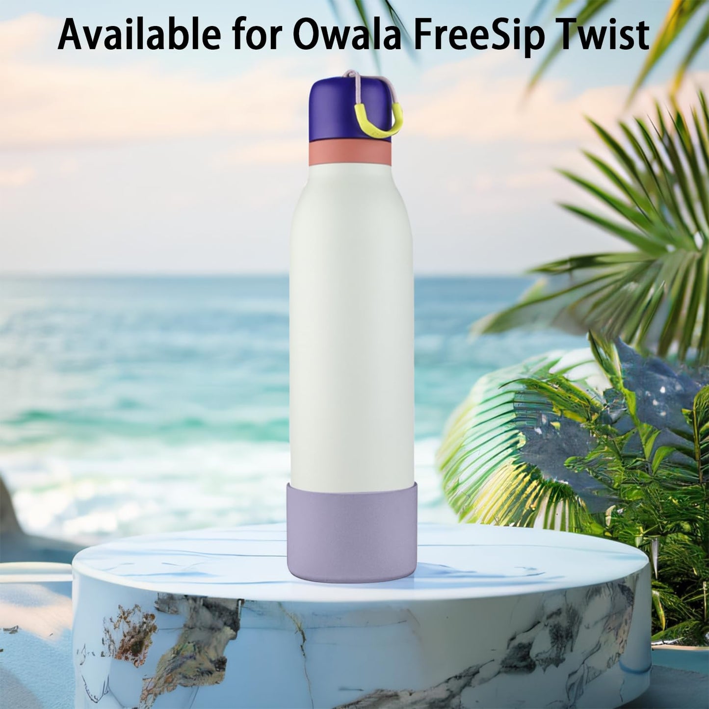2pcs Silicone Boot for Owala FreeSip Twist Water Bottle 24oz,Applicable Anti-Slip Protective Sleeve for Owala FreeSip Twist,Anti-Slip Bottom Protective for Owala FreeSip Twist (Purple)