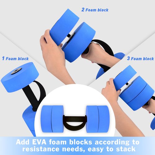 Hikeen Aquatic Exercise Dumbbells Water Dumbbell Pool Resistance Aquatic Fitness Barbells High-Density EVA Foam Pool Weights Dumbbells, for Water Aerobics Weight Loss (Blue)