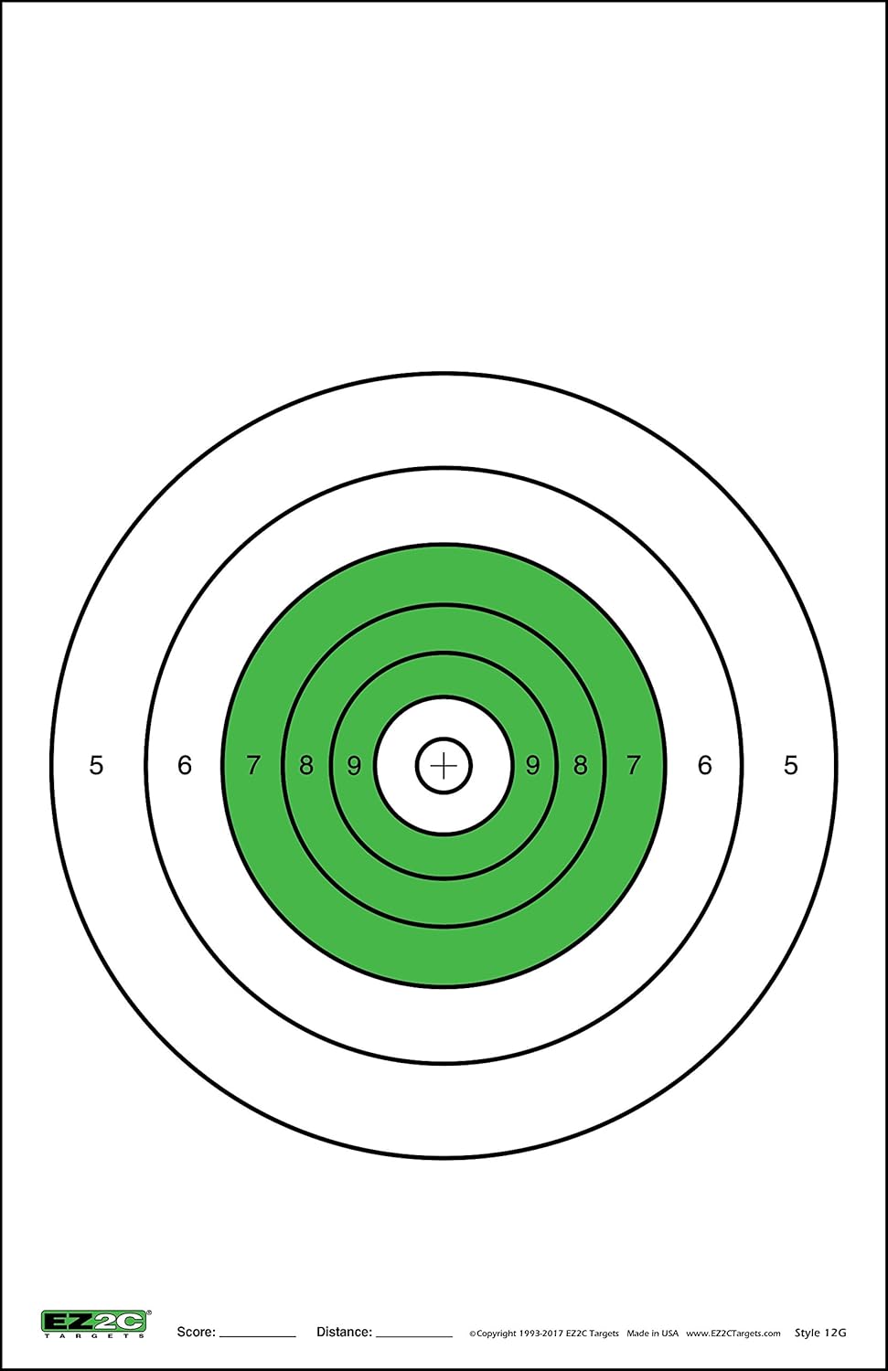 EZ2C Targets Green Style 12 (25 Pack) B-16 B16 25 Yard Slow Fire Pistol Target
