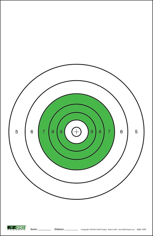 EZ2C Targets Green Style 12 (25 Pack) B-16 B16 25 Yard Slow Fire Pistol Target