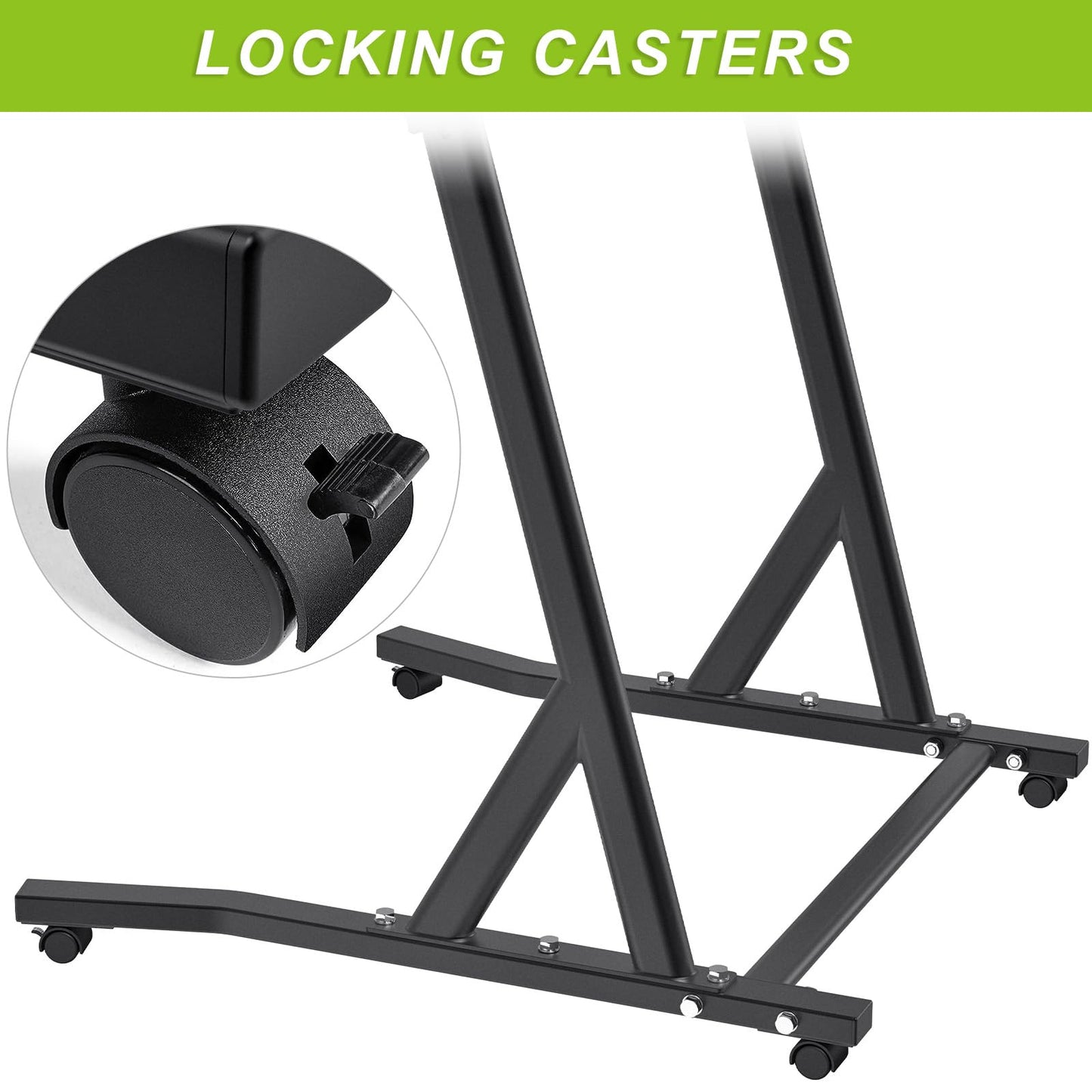 SELEWARE Indoor Cycling Desk Height Adjustable Bike Desk Workstation Standing Desk Wooden Laptop Desk Portable Bike Trainer Fitness Desk with Lockable Wheels for Indoor Cycling Treadmill & Office Use