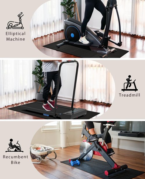 CIIHI Foldable Rubber Treadmill Mat - Walking Pad Mats for Home Fitness, Floor Protector with Non-Slip Texture, Easy to Clean and Maintain, 68" L x 24" W