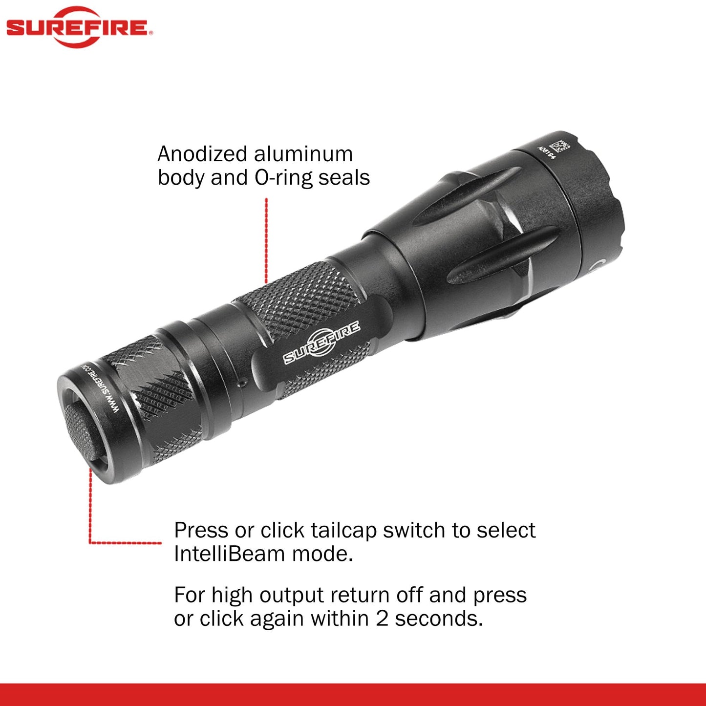 Sure Fire Fury Intellibeam 1500 Lumen Duel Fuel Tactical Flashlight, Bundle with 4 Extra 123A Batteries and Lightjunction Battery Case