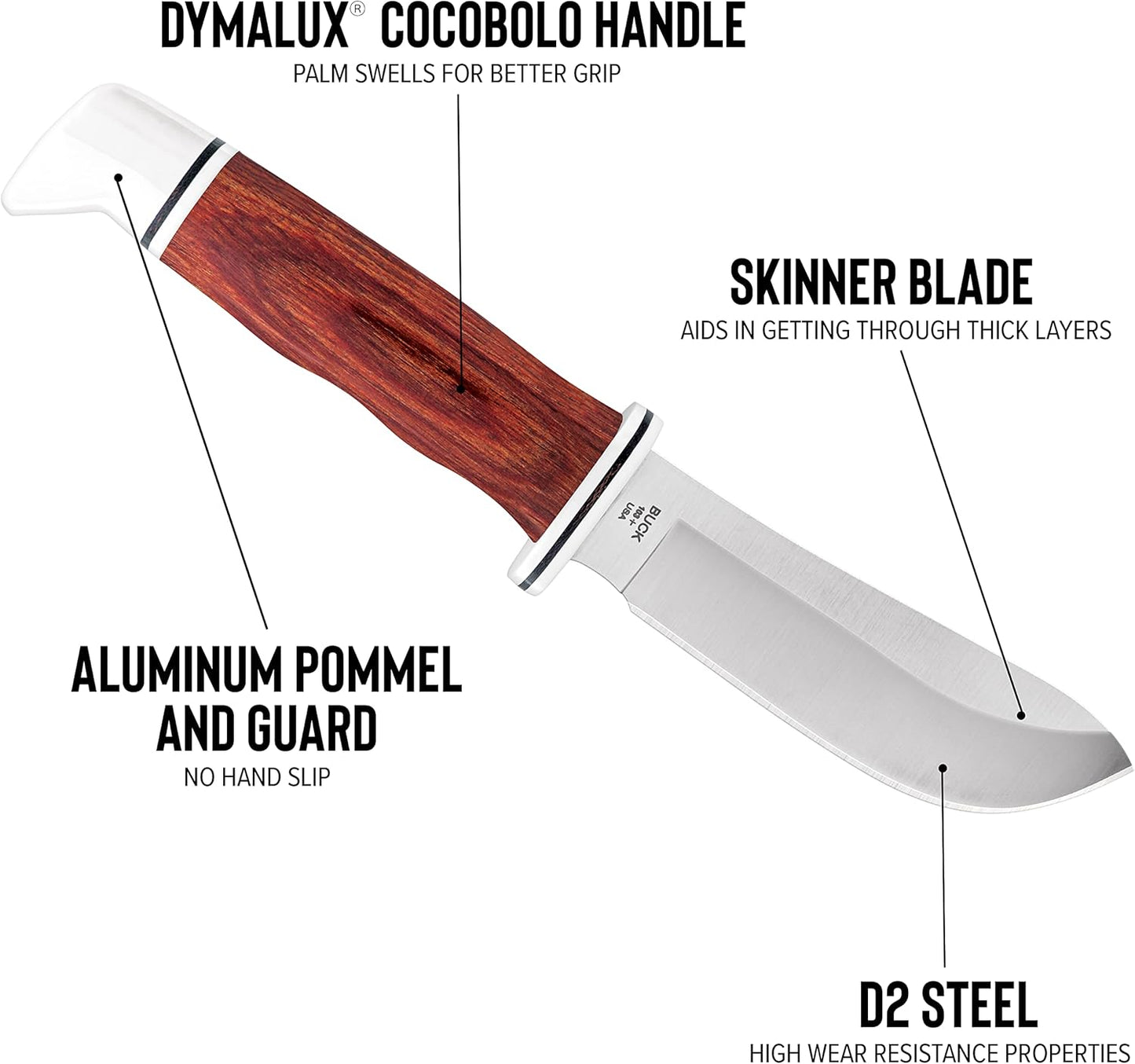 Buck Knives 103 Skinner Fixed Blade Hunting Knife, 4" Stainless Steel Blade with Leather Sheath