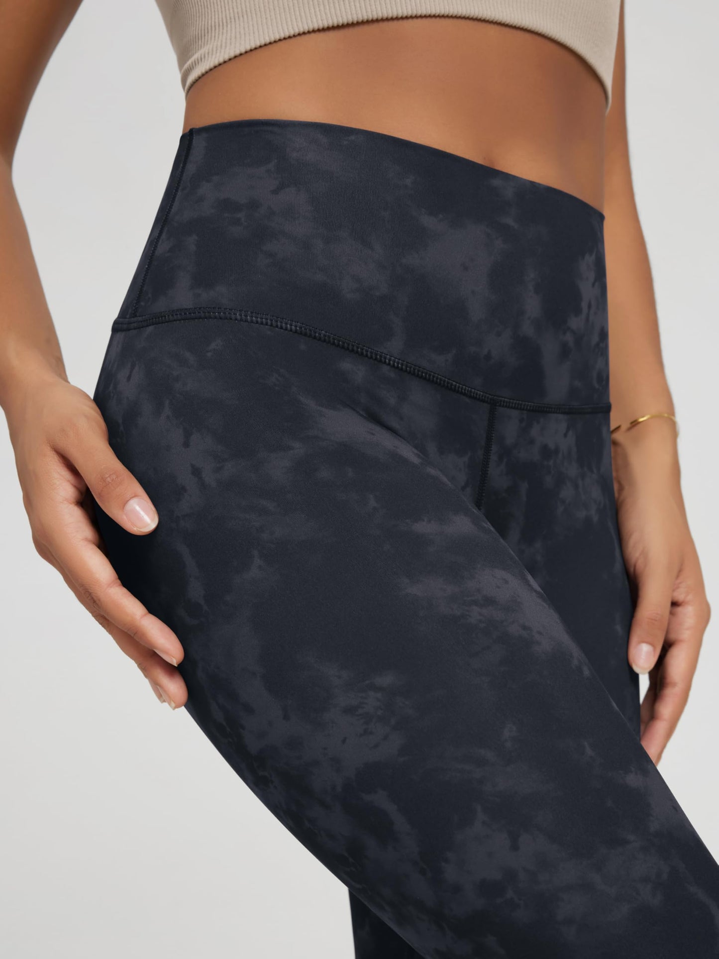 ODODOS Buttery Soft Lounge Yoga Leggings for Women 7/8 Length 25" High Waist Yoga Pants, Tie Dye Smoke Ink, Small