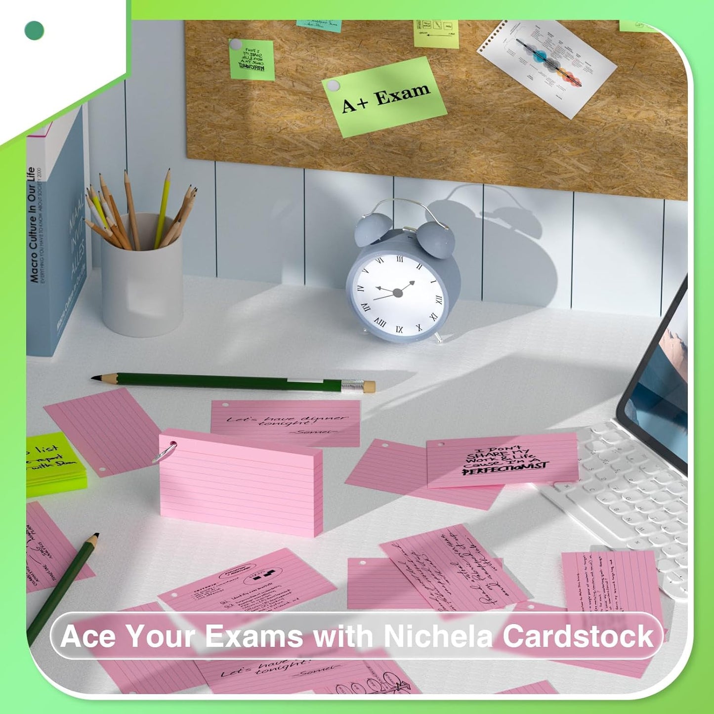 250 Count Pink Index Cards with Ring 3 x 5 Inch Heavyweight Ruled Index Cards, Flash Cards for School & Office Supplies and Home Organization, Durable Study To Do List Note Cards with Ruled Lines
