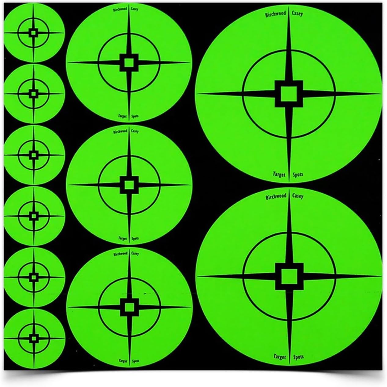 Birchwood Casey Target Spots Orange/Green Assorted Size High-Contrast Self-Adhesive Paper Shooting Targets for Gun Practice