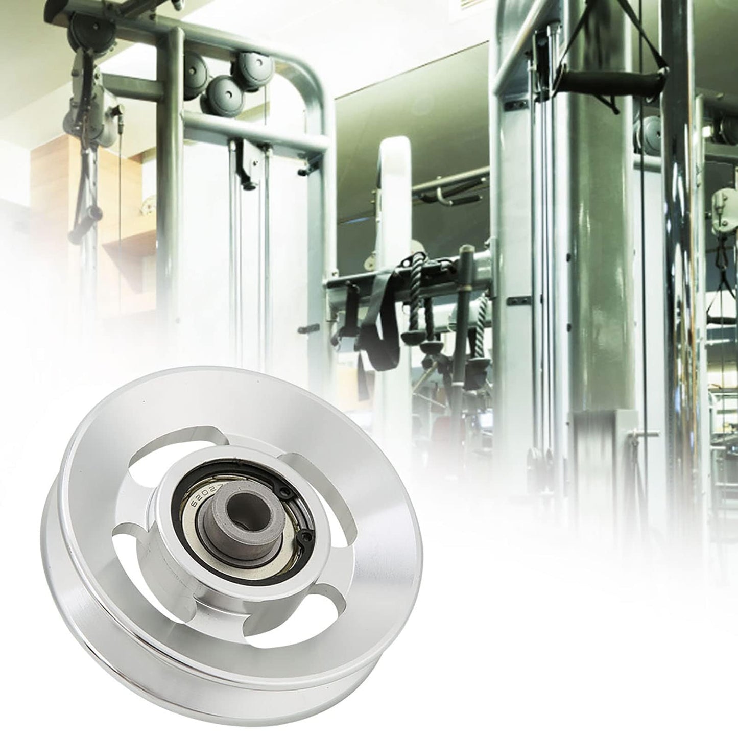 Cyrank Pulley Wheel, 90mm Universal Aluminium Alloy Gym Cable Pulley Wheel Rotation 360 Degree Traction Pulley Wheel for Cable Machine Gym Equipment