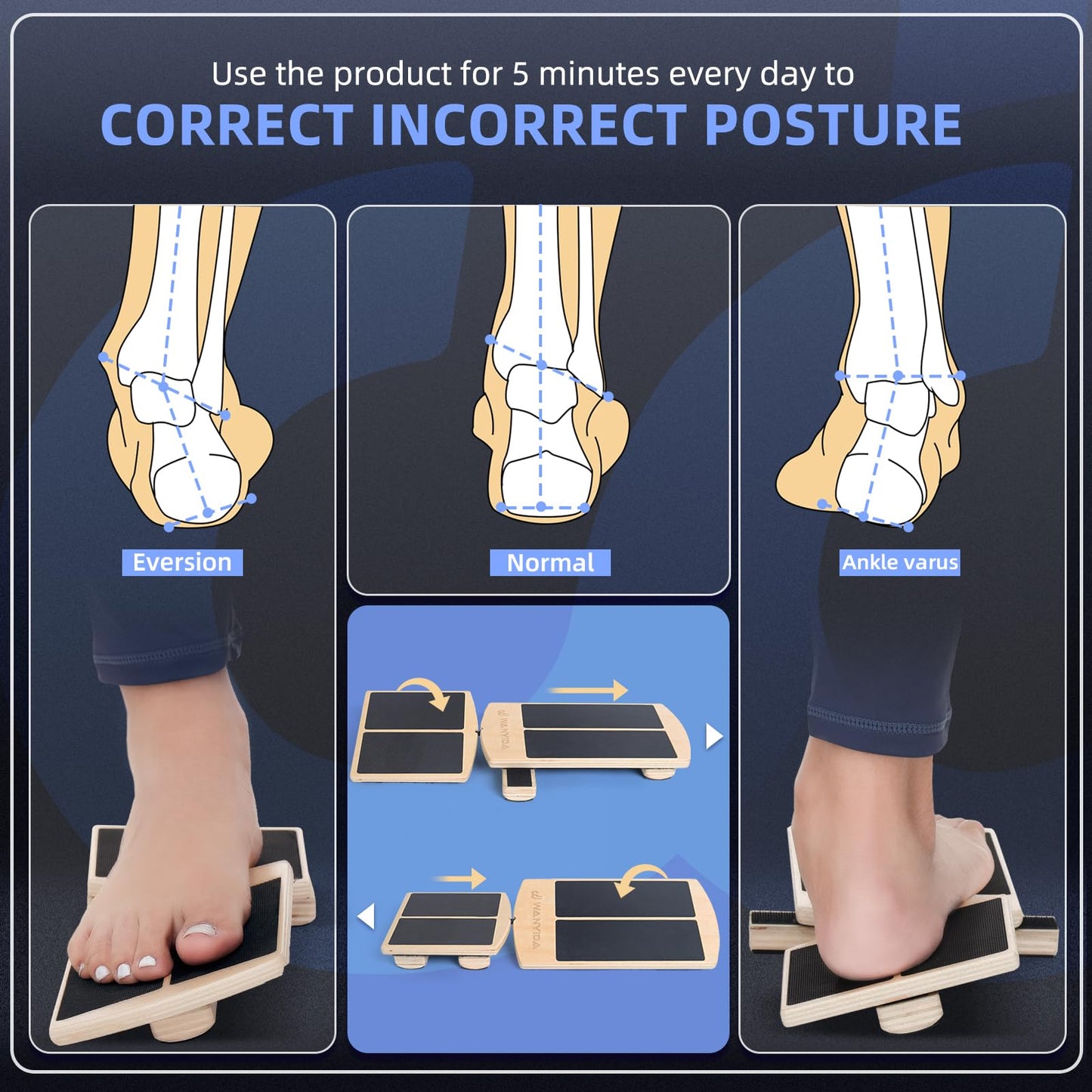 Ankle Foot Strengthener Exerciser for Sprained, Single Leg Balance Board, Posture Corrector, Foot Stretcher for Plantar Fasciitis Relief