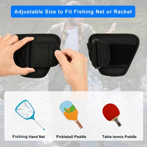 Cosmos Fishing Net Holster - Adjustable Belt-Mounted Fish Landing Net Holder for Fishing Gear & Racket, Hands Free Waist Holder for Dip Netting Accessory