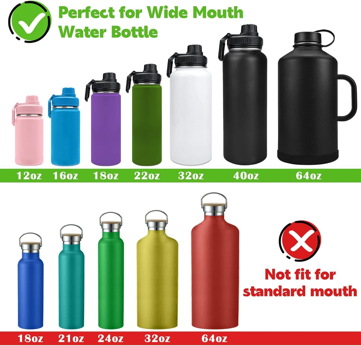 Hydro Flask Wide Mouth Spout Lids | 2-Pack Replacement | Easy Carry (Black & Sky Blue)