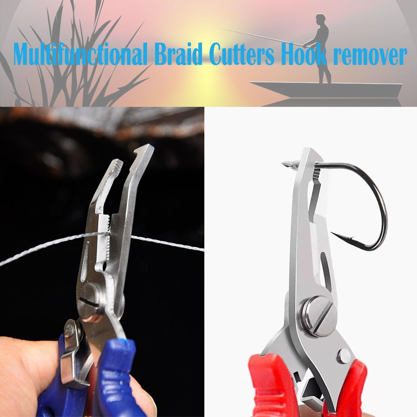PIYIENR Small Fishing Pliers 2 Multi-Function Scissors Braid Cutters Lightweight Stainless Steel Fishing Tools Split Ring Opener Fish Gripper Hook Remover Gear Accessories