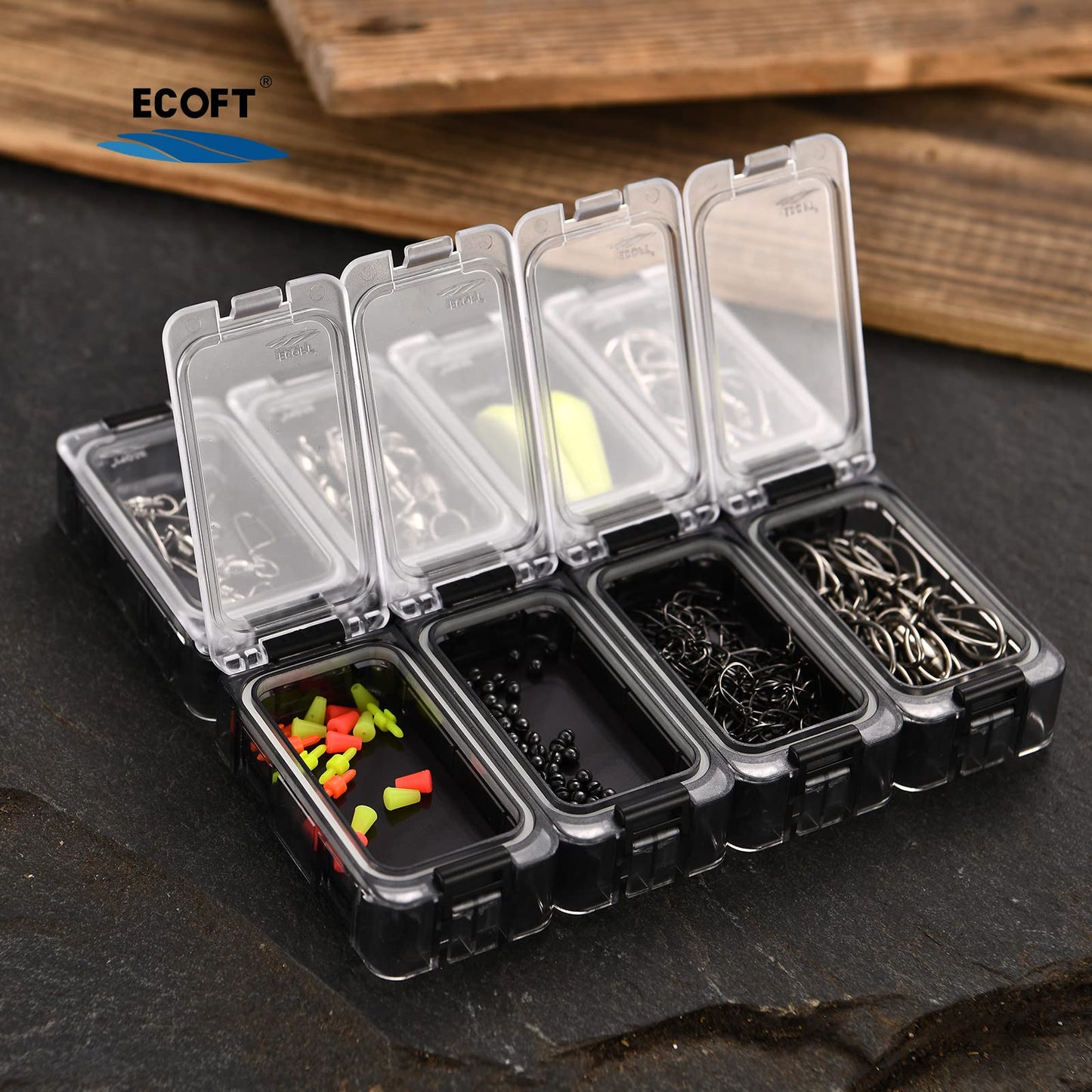 ECOFT Small Tackle Box 8pcs Removable Freely Assemble Fishing Tackle Storage Boxes Strip Seal Luminous Waterproof Fishing Tackle Organizer With Strong Magnetic Function Plastic Storage Organizer Box