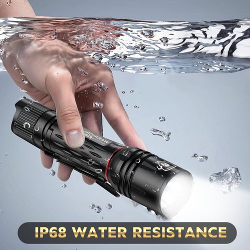 WARRIORLAND 1600 Lumen Tactical Flashlight, Compact Handheld Flashlight with Max Beam Distance 473 Meters, IP68, EDC Flashlight with Rechargeable Battery, Outdoor, Camping and Emergency