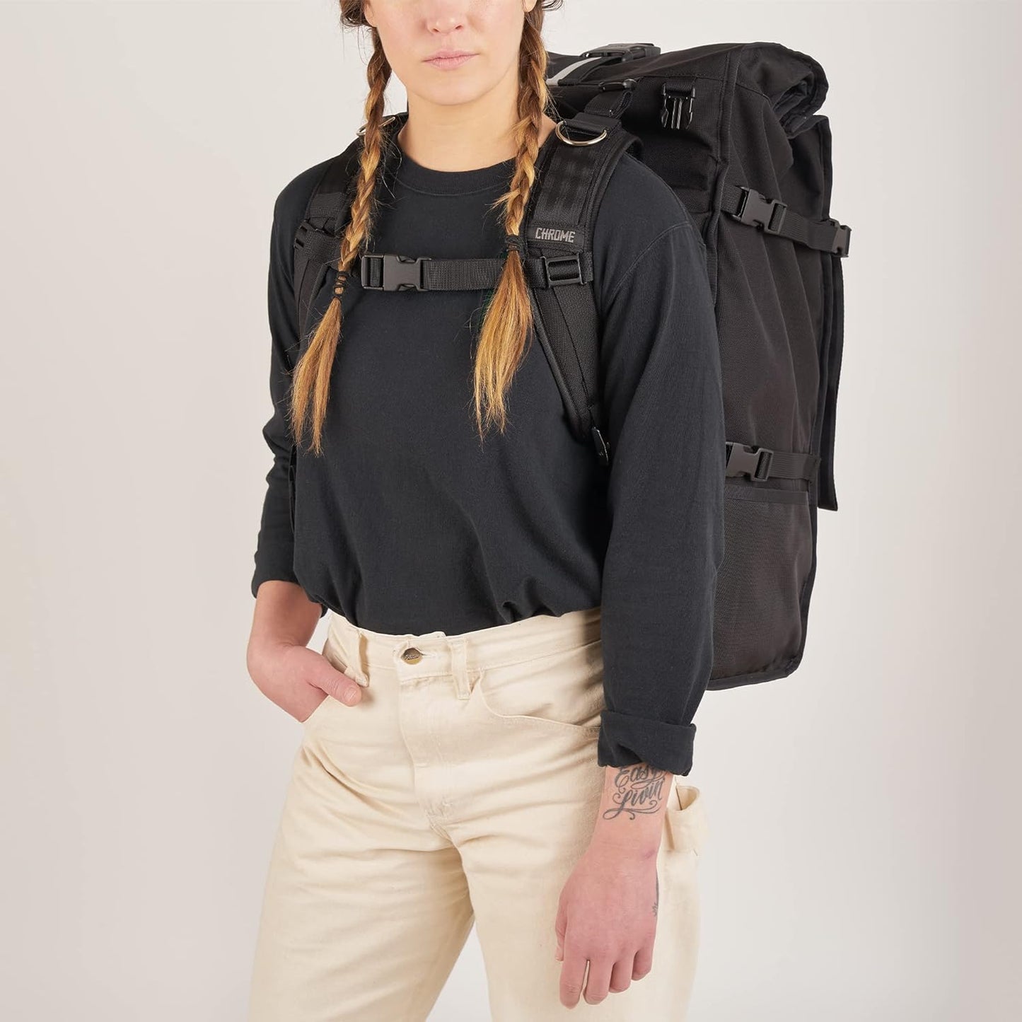 Chrome Industries Pro Barrage Waterproof Roll-Top Satchel Backpack Black Black