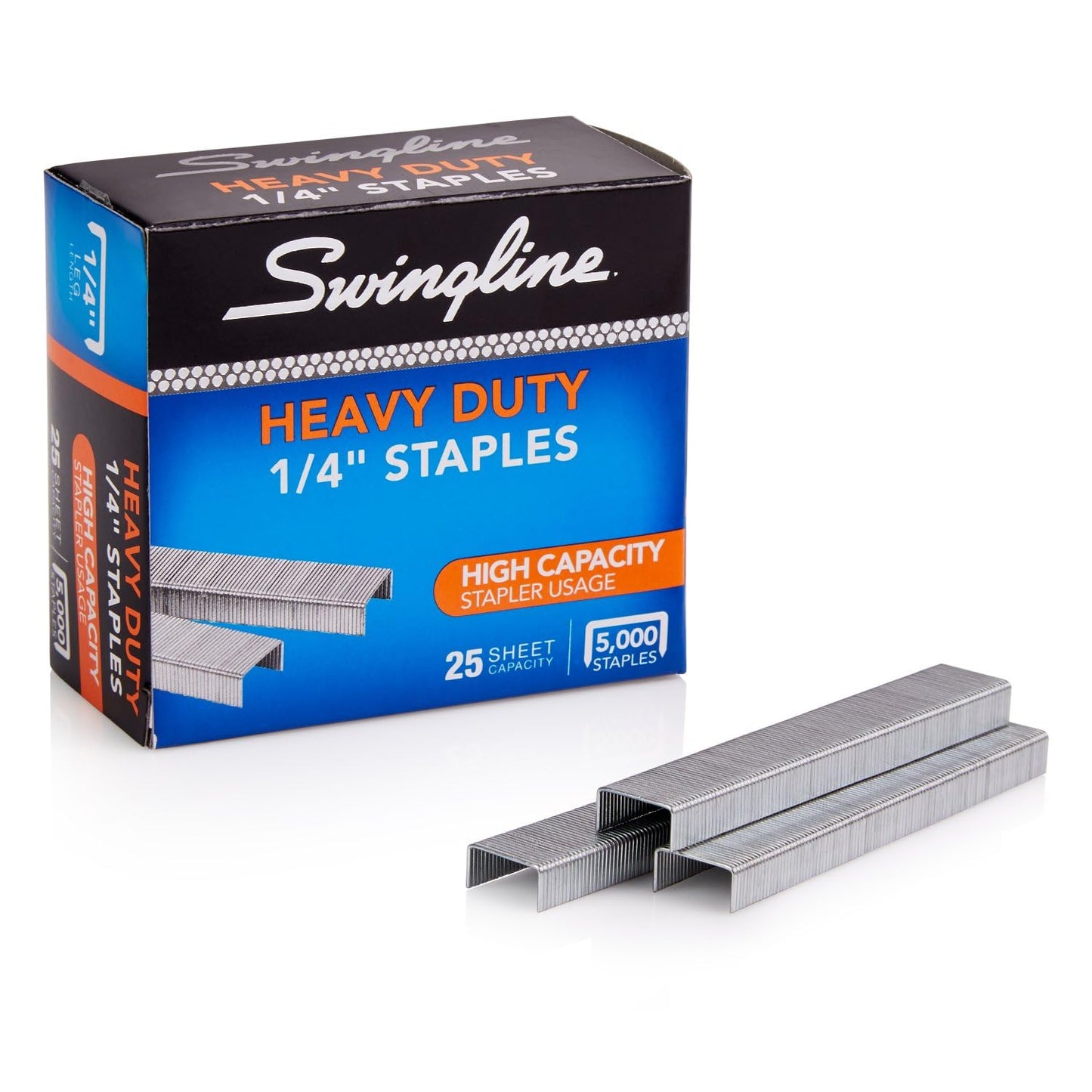 Swingline Staples, Heavy Duty, 1/4" Length, 25 Sheet Capacity, 100/Strip, 5000/Box, 1 Pack (79394)