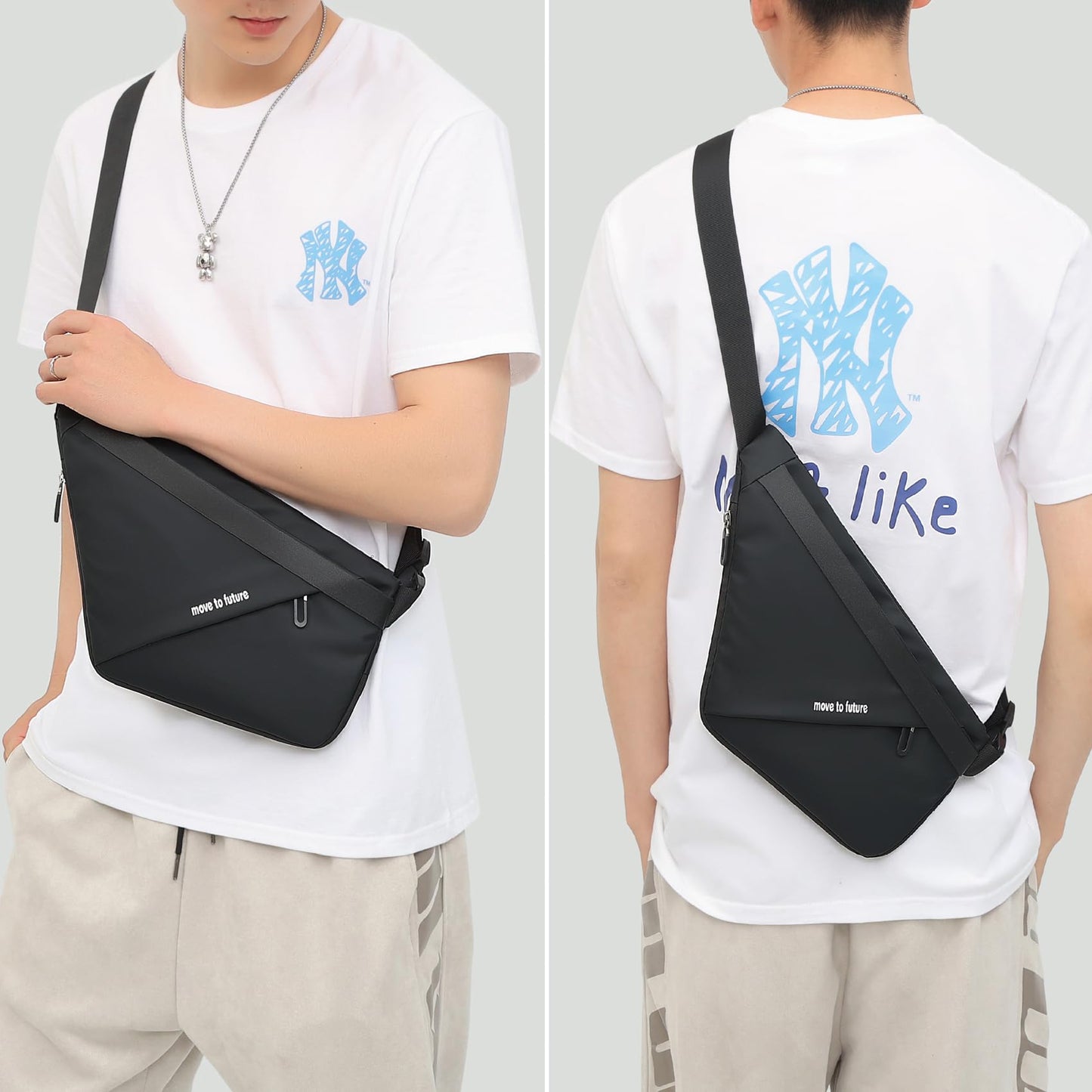 MAYMOONER Personal Sling Shoulder Crossbody Flex Bag Men Women Anti-theft One Strap Casual Chest Bags Slim Backpack Biking