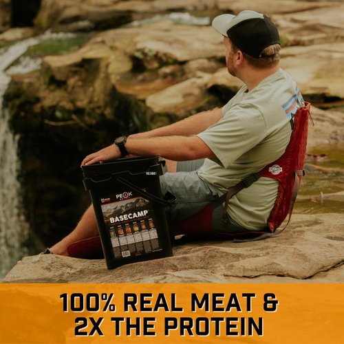 Peak Refuel Basecamp Bucket 3.0 | 100% Real Meat | Premium Freeze-Dried Meals for Backpacking, Camping & Survival | MRE Emergency Food