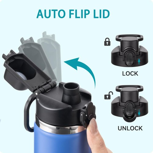 Soledea Auto Flip Lid for Bubba 20/24/40oz Wide Mouth, Spout Lid Replacement Lid with Button Lock for Hydro Flask, Simple Modern,Iron Flask,Takeya, NOT for TAL, YETI, Nalgene & Standard Mouth Bottles