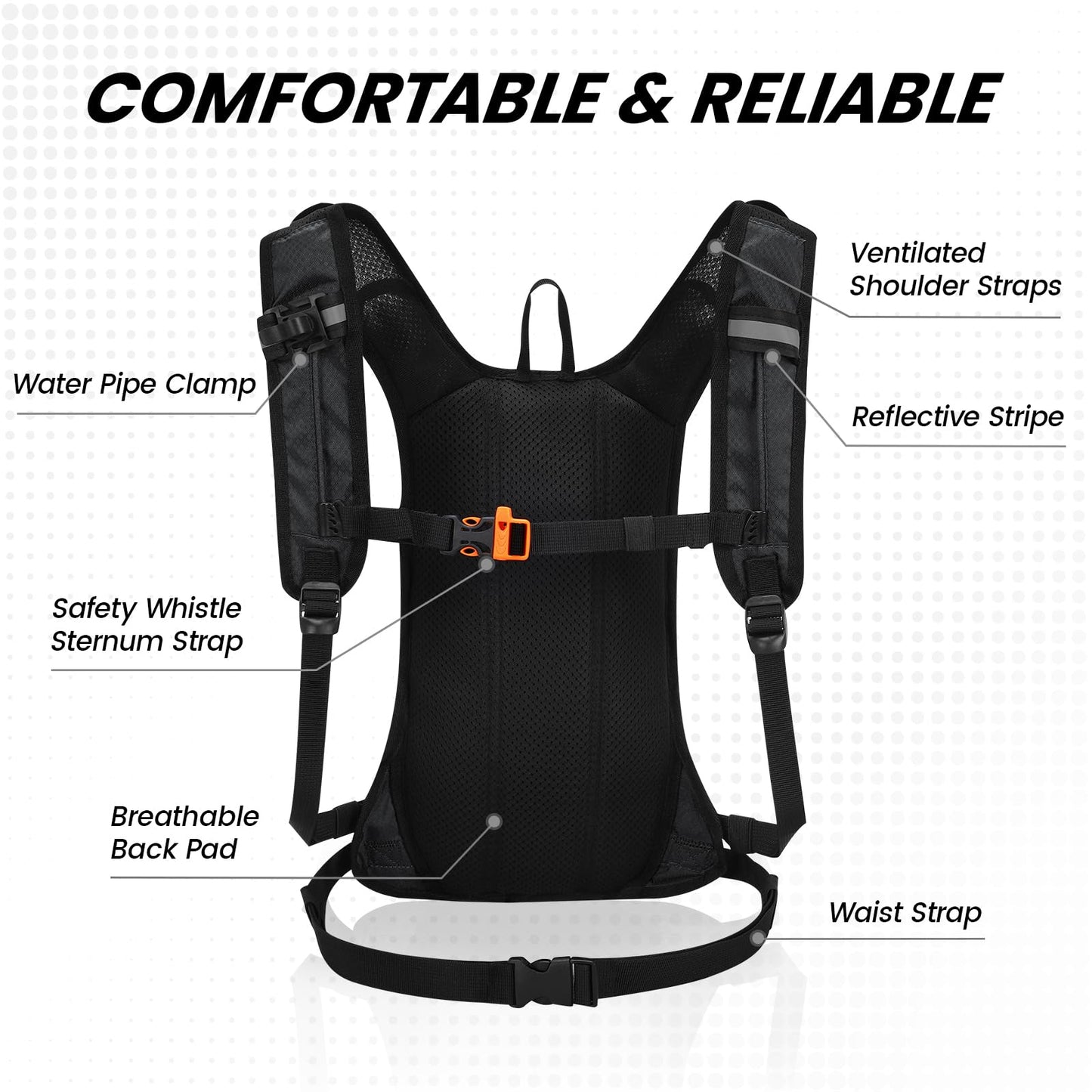 Nepest Hydration Pack Backpack for Women & Men, Lightweight Water Backpack with 2L Water Bladder for Hiking Cycling Running Biking, Black