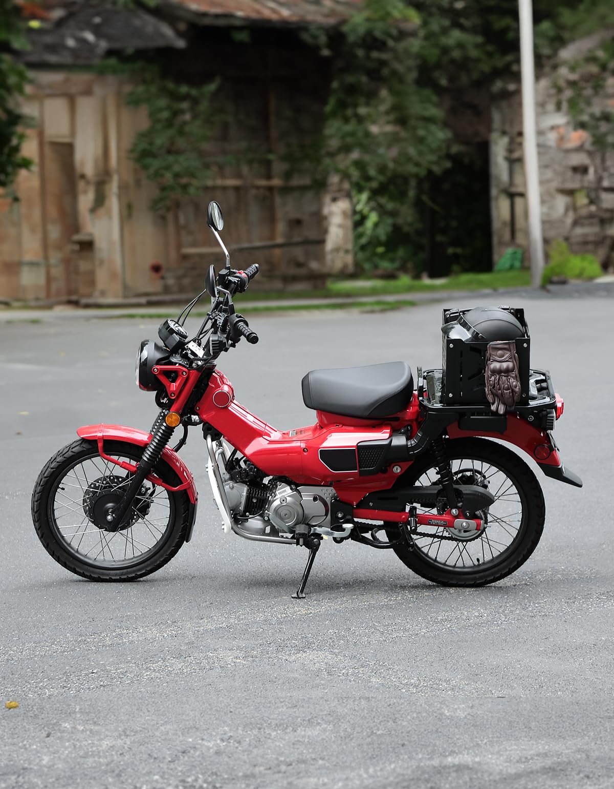 KEMIMOTO Universal Rear Rack Luggage Storage Basket Compatible with Trail 125 CT125 Grom Monkey Navi Super73 Aluminum MOLLE Crate Folding Storage Basket Holder Electric Bike Luggage Rack