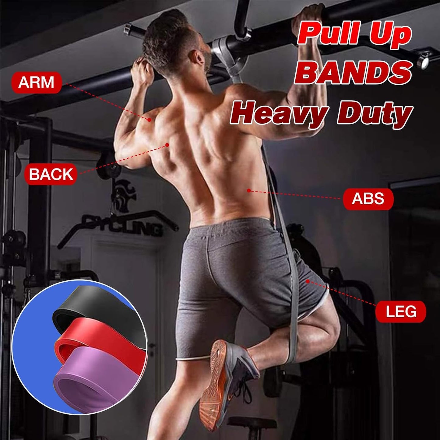 ISLEHOP Pull Up Assistance Bands, 6PCS Heavy Duty Resistance Bands Set for Work Out at Home, Exercise Stretch Band for Muscle Training, Physical Therapy, Fitness for Men, Women