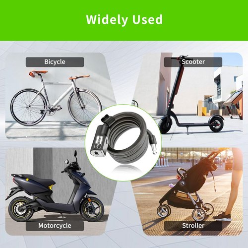 eMjollRay 4 Feet Scooter Lock - Anti Theft Cable Lock with Mounting Bracket, 2 Keys,Fits Electric Scooter, Road Bike, Mountain Bike,E-Bike
