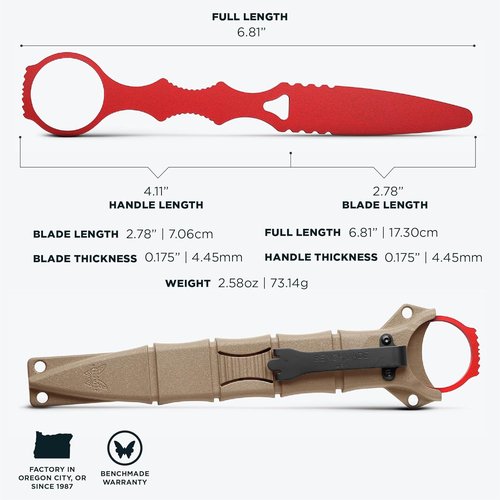 Benchmade - SOCP 176T Tactical Training Dagger with Red 400C Handle (176T)