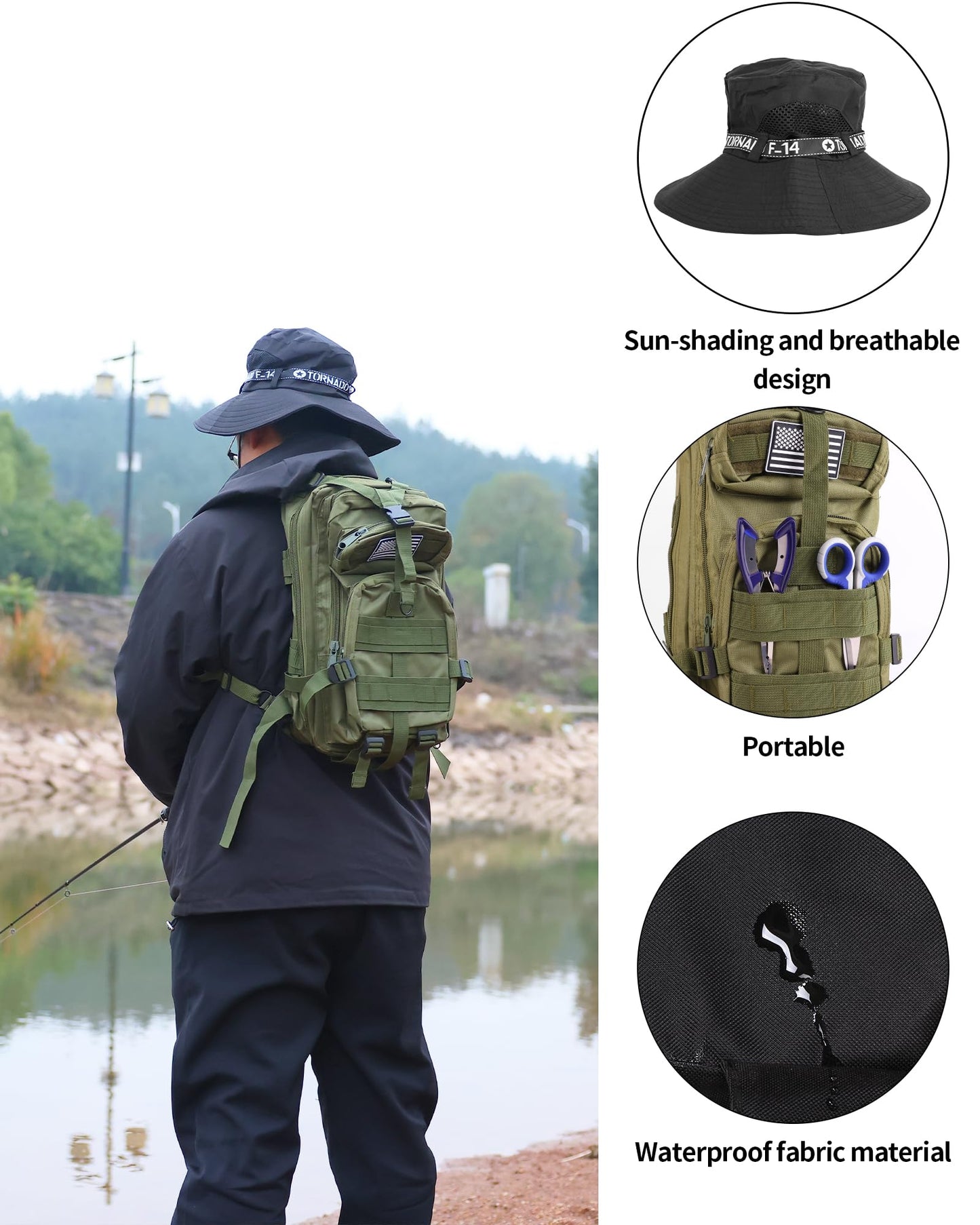 AOFUXTI Fishing Tool Kit - Fishing Pliers Kit, 112Pcs Fishing Gear and Equipment, with Fish Hook Remover, Fishing Scale, Fishing Scissors, Fish Lip Gripper, Fishing Lures (Blue and Fisherman's hat)