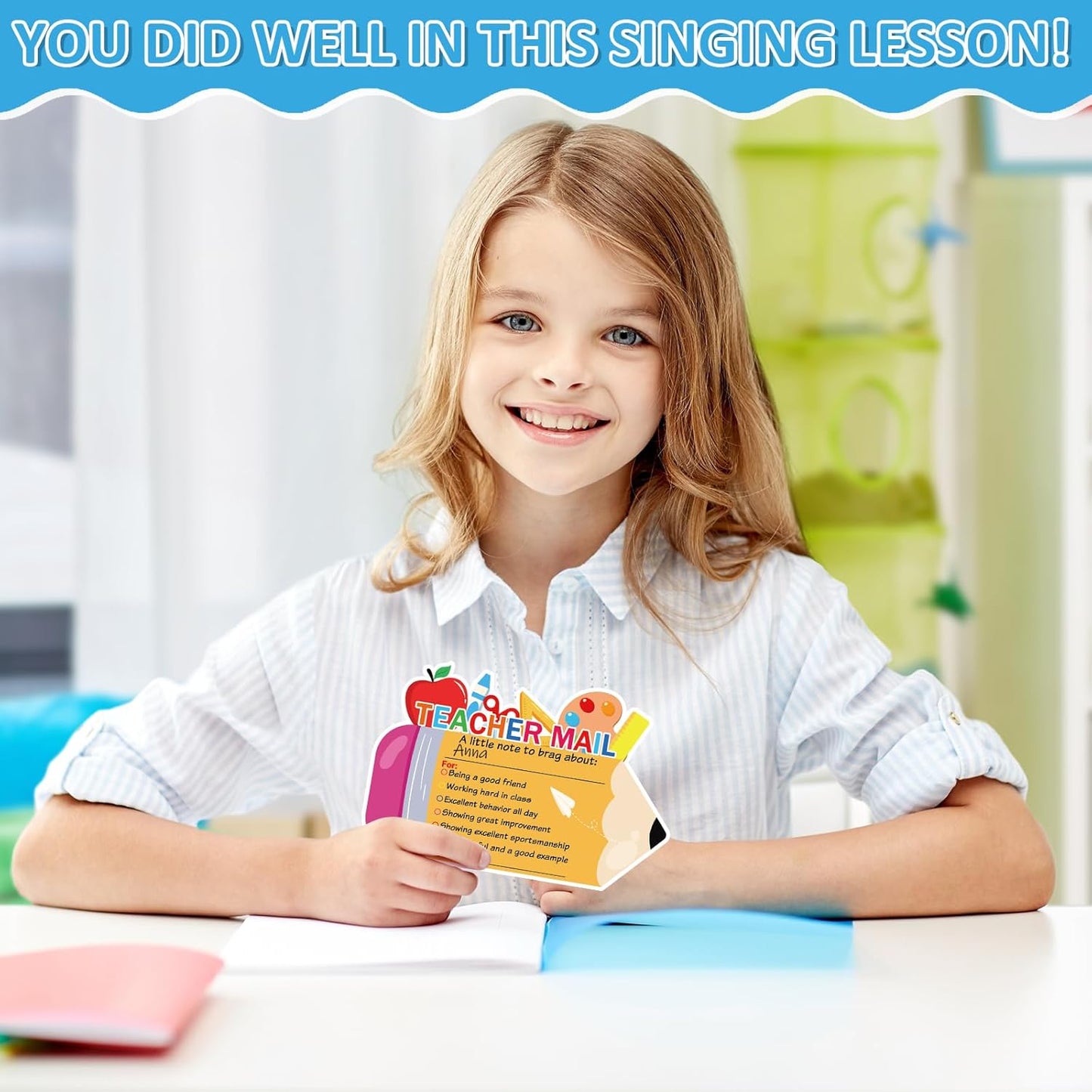 50Pcs Teacher Mail Notes to Parents, Smiley Face Happy Mail Postcards Classroom Good Behavior Incentive Motivational Cards to Send Home for Preschool Kindergarten Elementary School Teacher Supplies