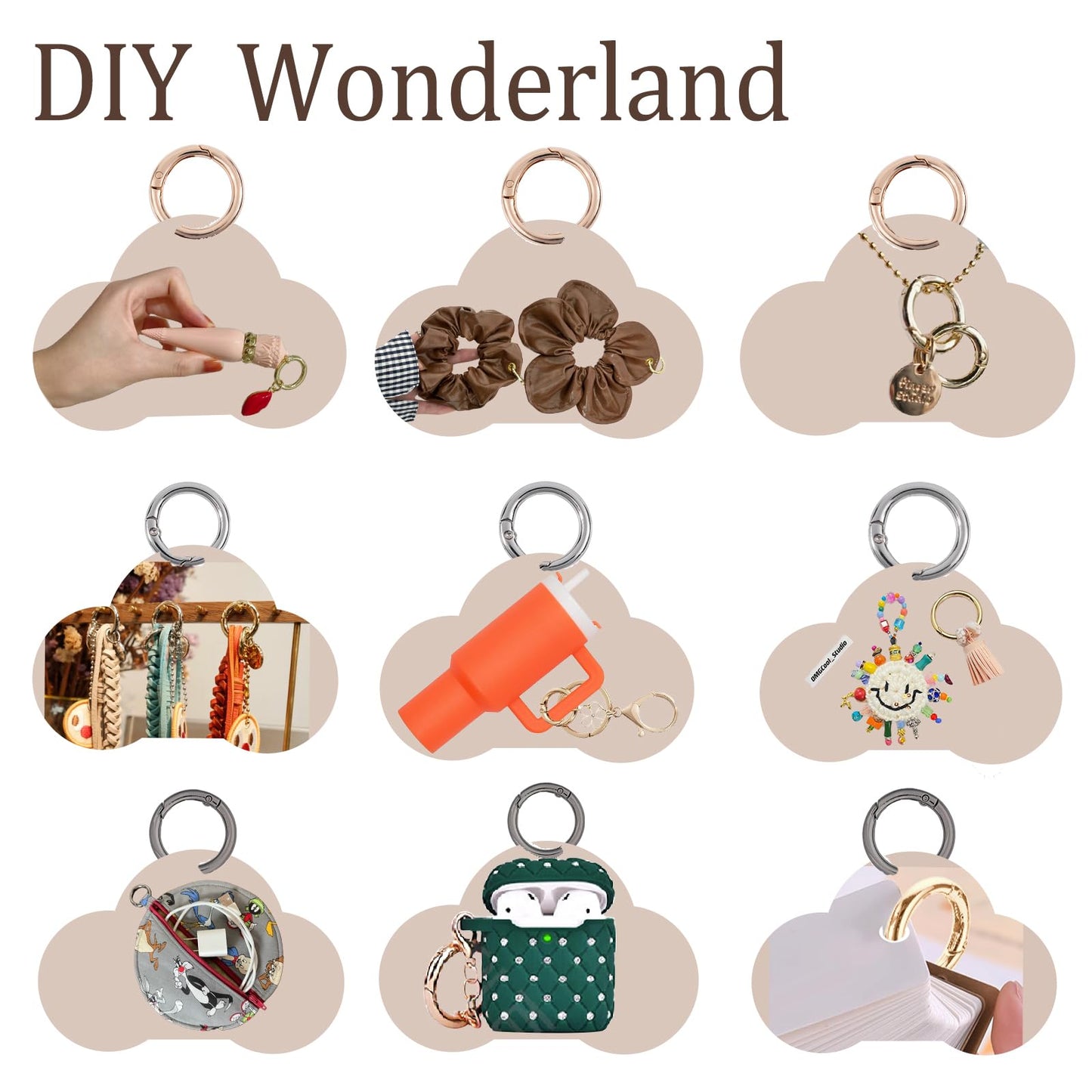 10-Pack Round Carabiner Clips Metal Trigger Spring O Rings Replacement Charm Clasp for Purse,Handbags DIY Crafts 1Inch
