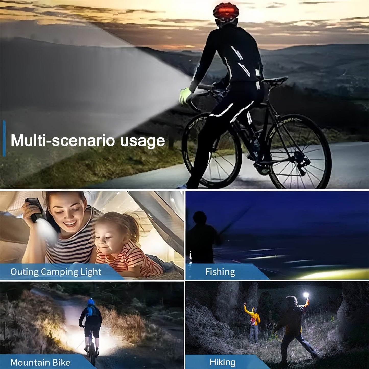 1800 Lumen Bike Lights, 5 LED Bike Light for Night Riding, USB-C Rechargeable Bicycle Light, 4 Modes, IPX5 Waterproof Bicycle Headlight for Adult Kid Mountain