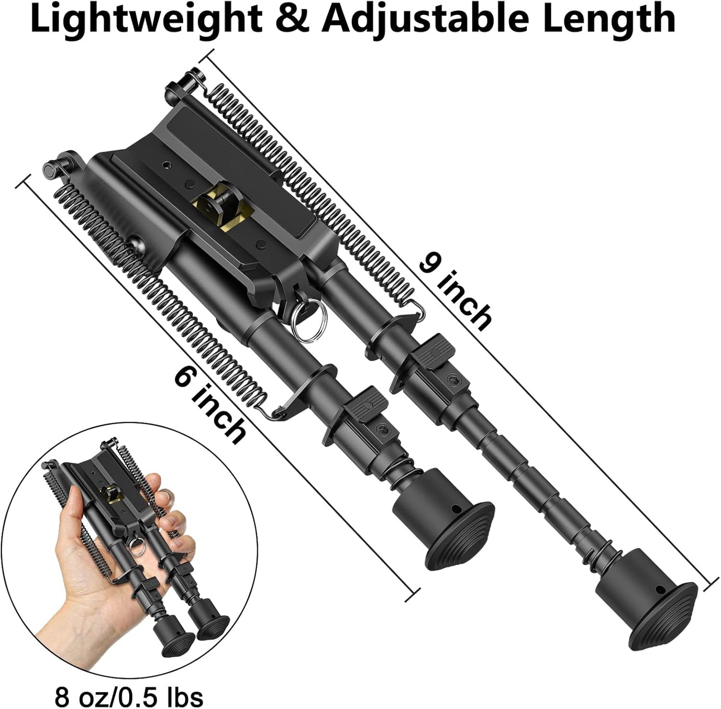 CVLIFE 6-9 Inches Picatinny Bipod Adjustable Spring Return with Picatinny Adapter
